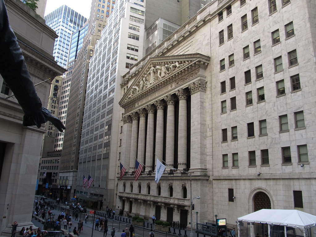 The New York Stock Exchange facade on Wall Street